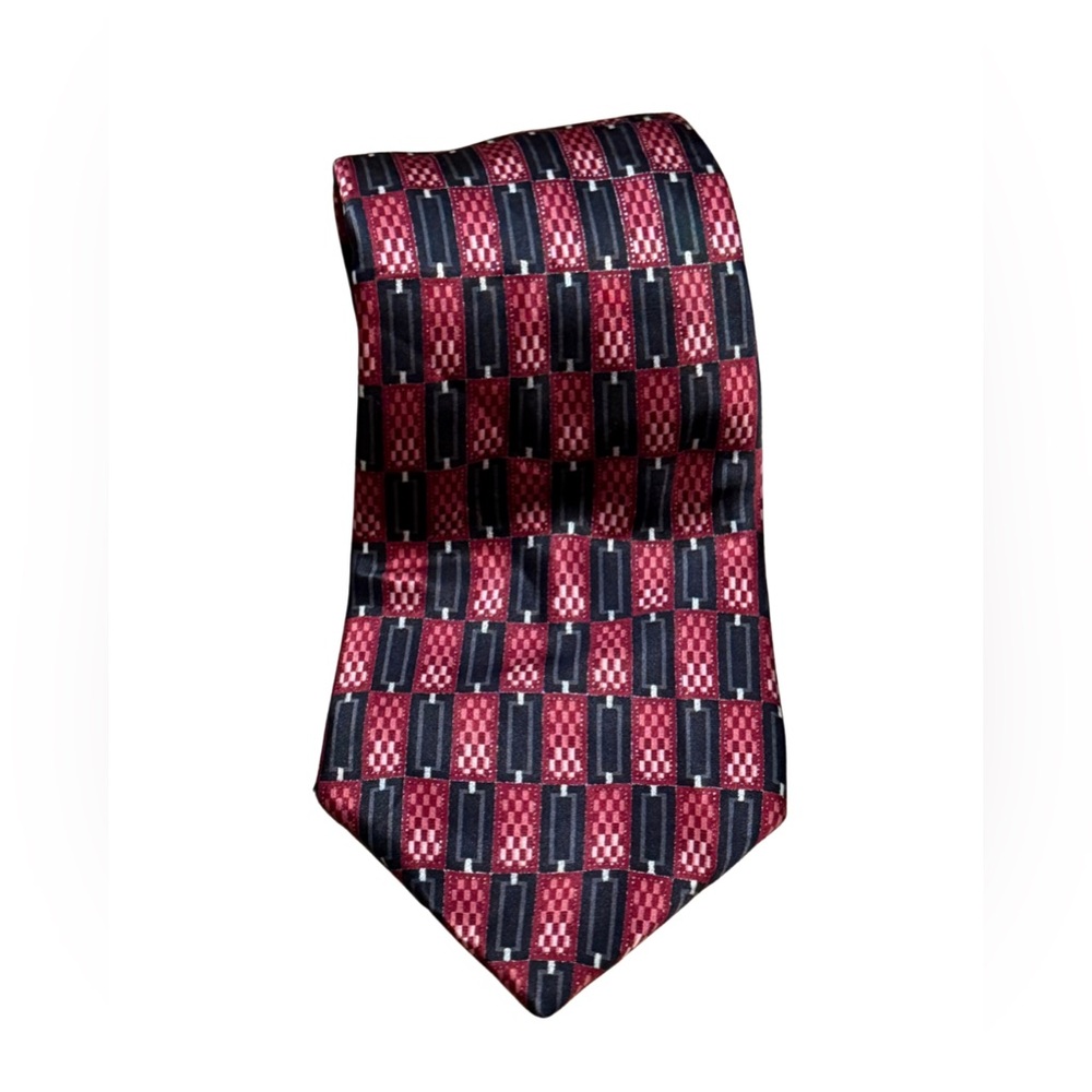 Zylos by Jorge Machado Silk Tie | Red Black Geometric Pattern | 100% Silk